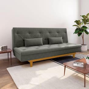 Sofá Cama 3 Lugares em Suede Tokio Yescasa Cinza