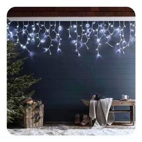 Luz de Natal Cascata 400 Lâmpadas Led Branco Fio Branco Bivolt 10m