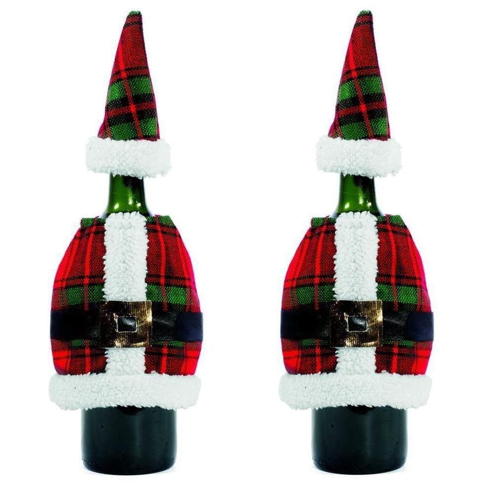 Jogo 2 Capas Para Garrafa De Vinho Natal Paletó E Gorrinho