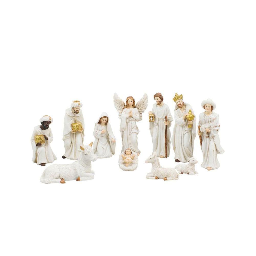 Presépio Branco 11 Peças 12.5cm - Enfeite Religioso