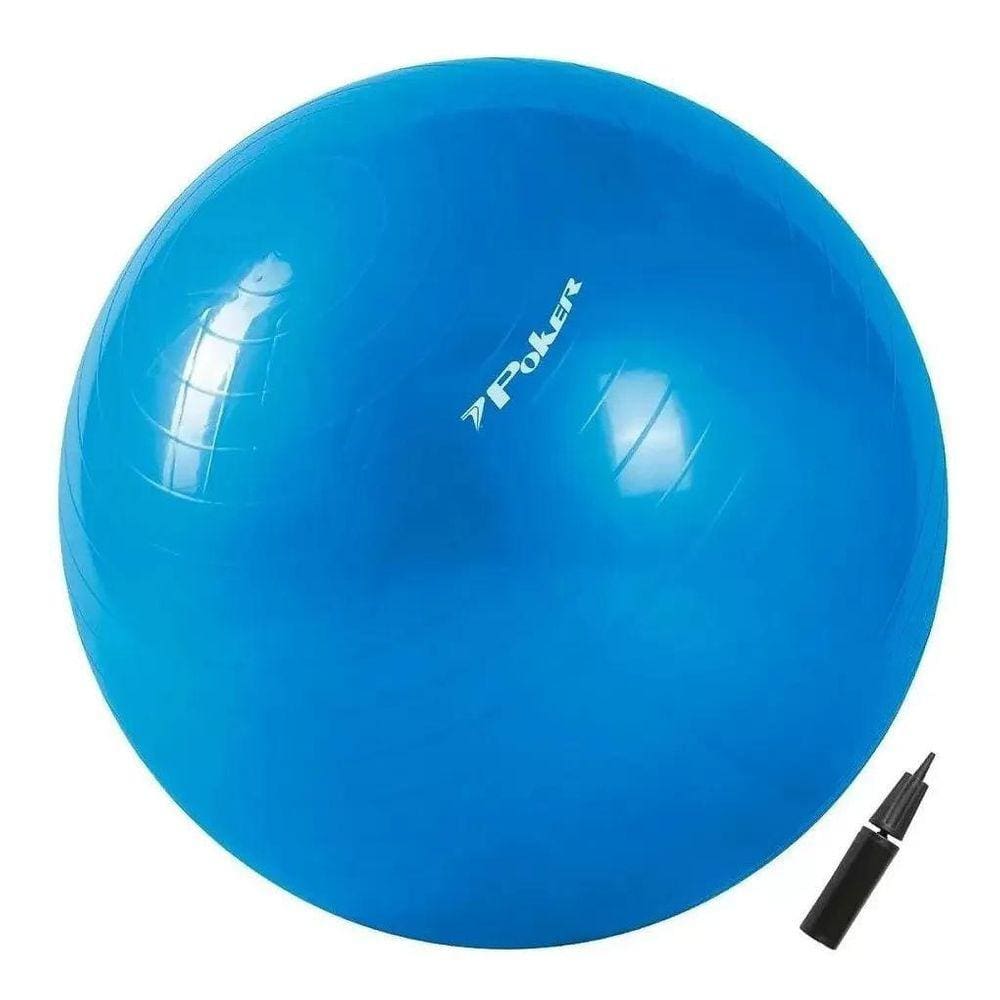 Bola Poker Pilates Suiça Gym Ball 75 Azul Com Bomba