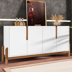 Balcão Buffet Lizz 4 Portas Branco/Cedro 050518 - Casa D