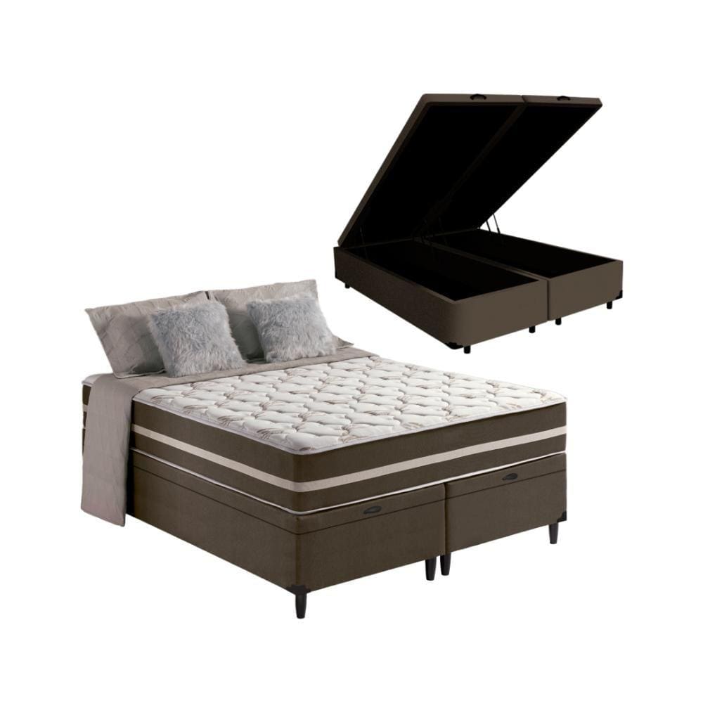 Cama Box Baú + Colchão Queen Classic Molas Ensacadas 158x198x64cm