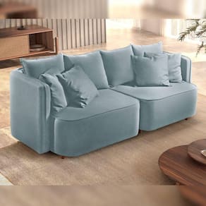 Sofá Liverpool Bipartido Mm Top 200Cm Boucle/Cinza
