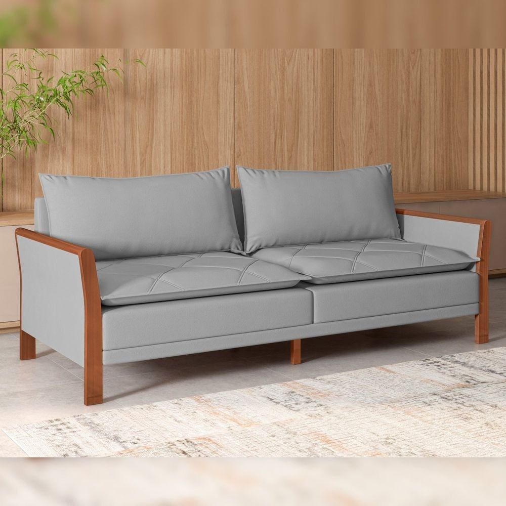 Sofá Texas Bipartido Mm Top 220cm Boucle/Cinza