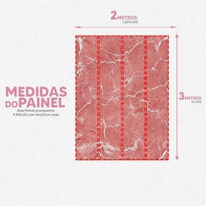 Papel De Parede Painel 3D Mármore Branco Vermelho 2M