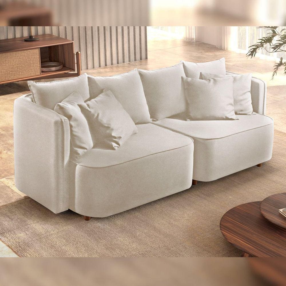 Sofá Liverpool Bipartido Mm Top 160Cm Boucle/Bege