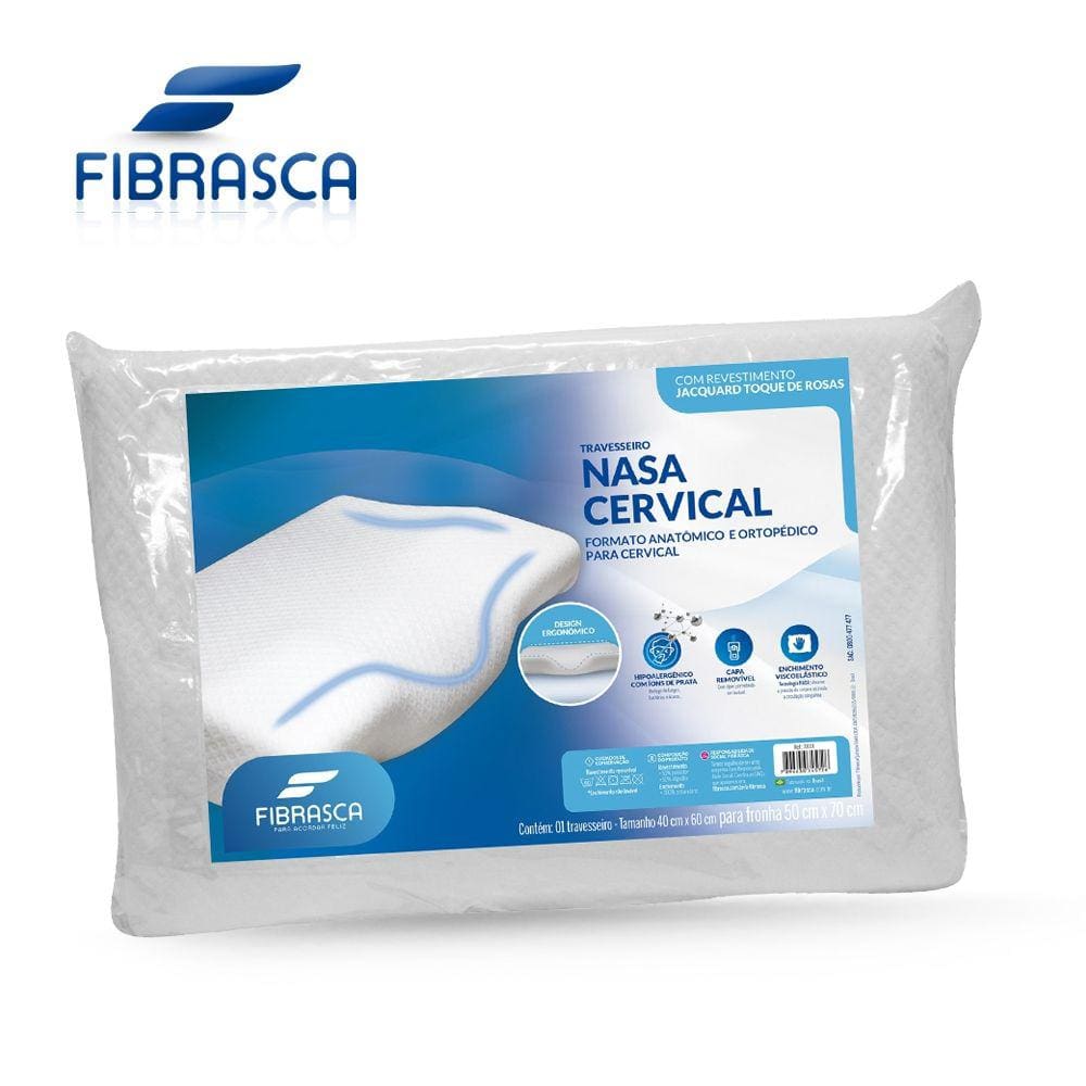 Travesseiro Nasa Cervical Fibrasca 39x54x11cm