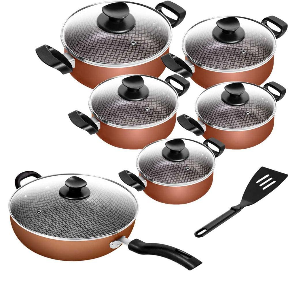 Conjunto De Panelas Antiaderente Spesso Caçarola + Frigideira Wok N° 30 Cobre 6 Peças Patolux