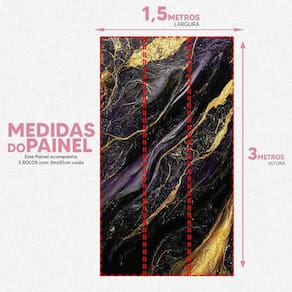Papel De Parede Painel 3D Mármore Dourado Preto Roxo 1,5M