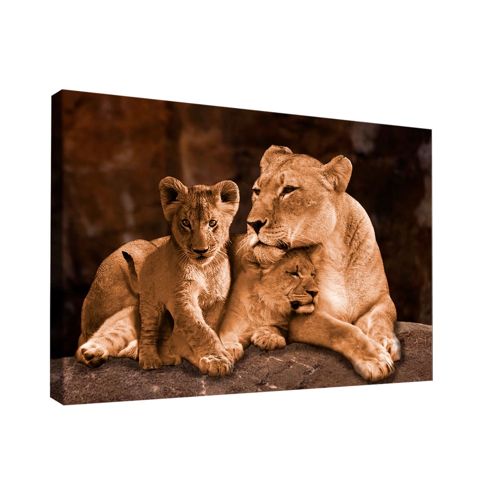 Quadro Leoa e 2 Filhotes -- BR ARTES