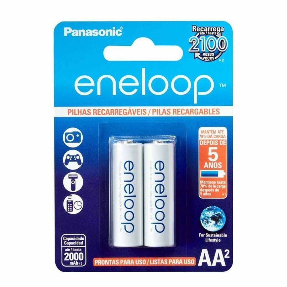 Pilha Recarregável Eneloop Std Aa2 Panasonic C-2 Unid - Pç - 2