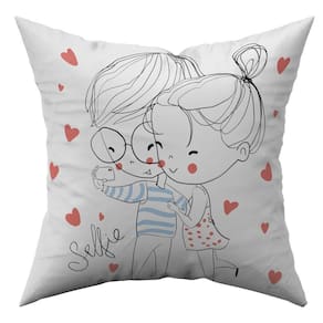 Almofada Avulsa Cheia Namorados Casal Romântico 45cm X 45cm Com Refil Cor Selfie