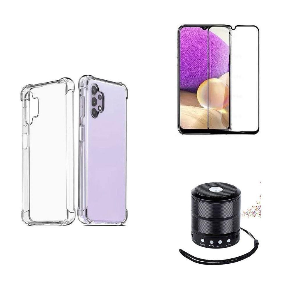 Kit Mini Som Bluetooth Samsung A72 + Capa Anti Impacto + Película Vidro 3D