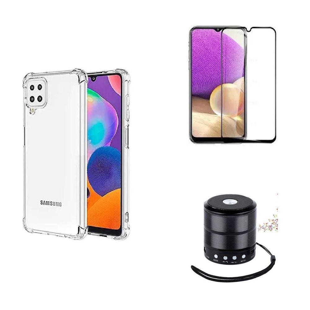 Kit Mini Som Bluetooth Samsung M33 + Capa Anti Impacto + Película Vidro 3D
