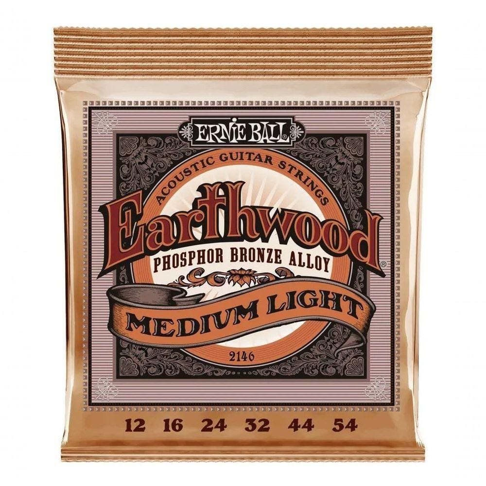 Encordoamento P-violão Aço Earthwood Media Leve Phosphor Bronze Ernie Ball 012"-054" P02146