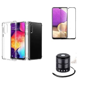 Kit Mini Som Bluetooth Samsung A50 + Capa Anti Impacto + Película Vidro 3D