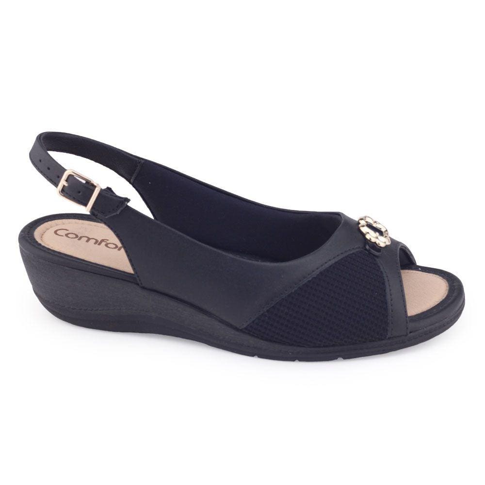 Sandália feminina Comfortflex 23-96403 flow anabela fivela