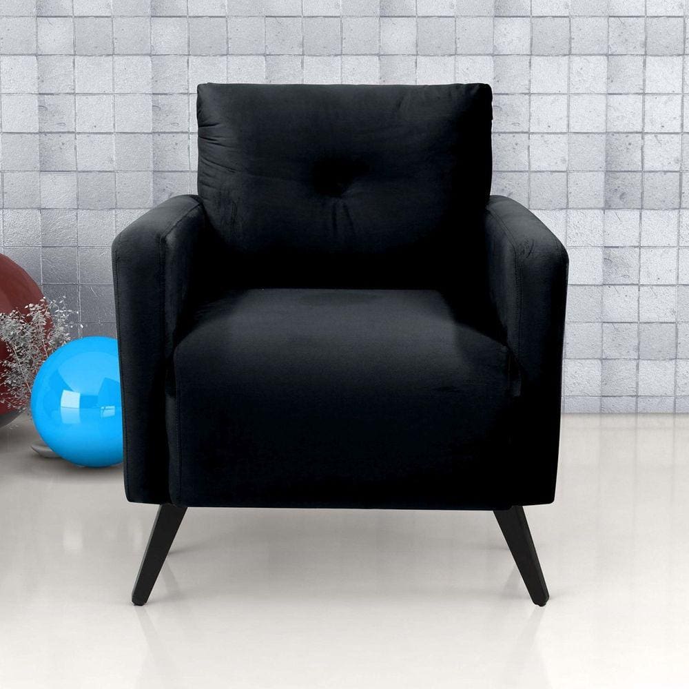 Poltrona Decorativa Veludo Bahamas Preto