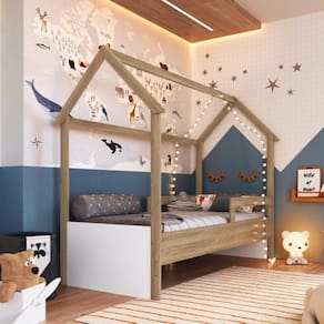 Cama Infantil Montessoriana 1 Colchão Aveiro Oak/Branco