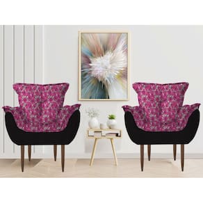 Cadeiras Decorativa Milena Quarto Sala Suede Floral A6