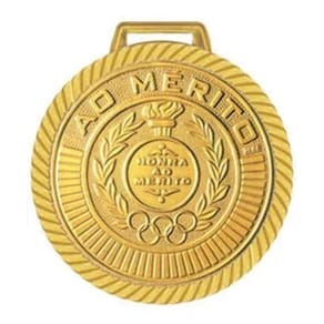 Kit com 24 Medalhas Rema Honra Ao Mérito 60mm Com Fita Cor Ouro
