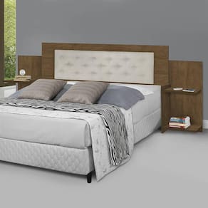 Cabeceira Box Austria Regulável C/ Captonê Bege 100% MDF Basoto Castanho