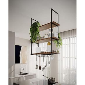 Nicho De Teto Para Cozinha 95 Cm Preto E Freijó