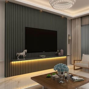 Painel Para Tv Ripado Com Led Nobre 230 Grafite - Gelius