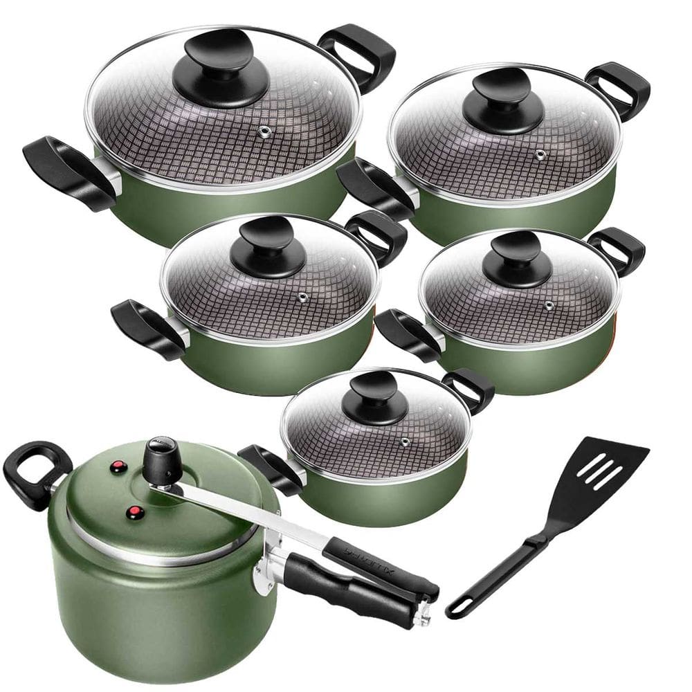 Conjunto De Panelas Antiaderente Caçarola Spesso + Panela de Pressão Fecho Externo 6 Peças Patolux