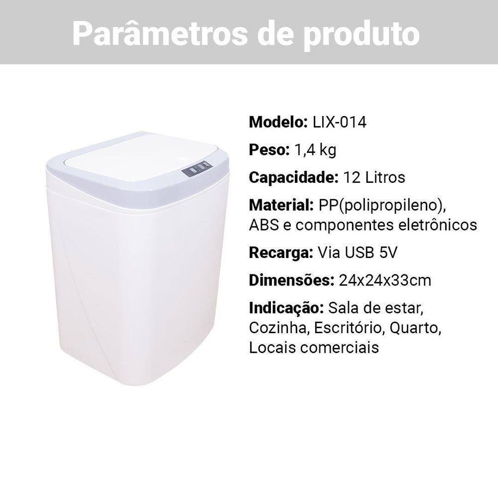 Lixeira Automática Sensor 16L Branca |