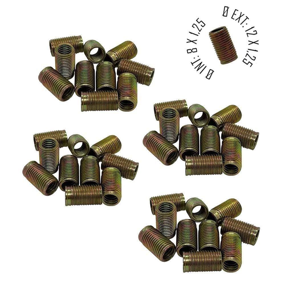 Rosca Postiça Bucha Roscada - M8x1,25 - M12x1,25 - 40 Pçs