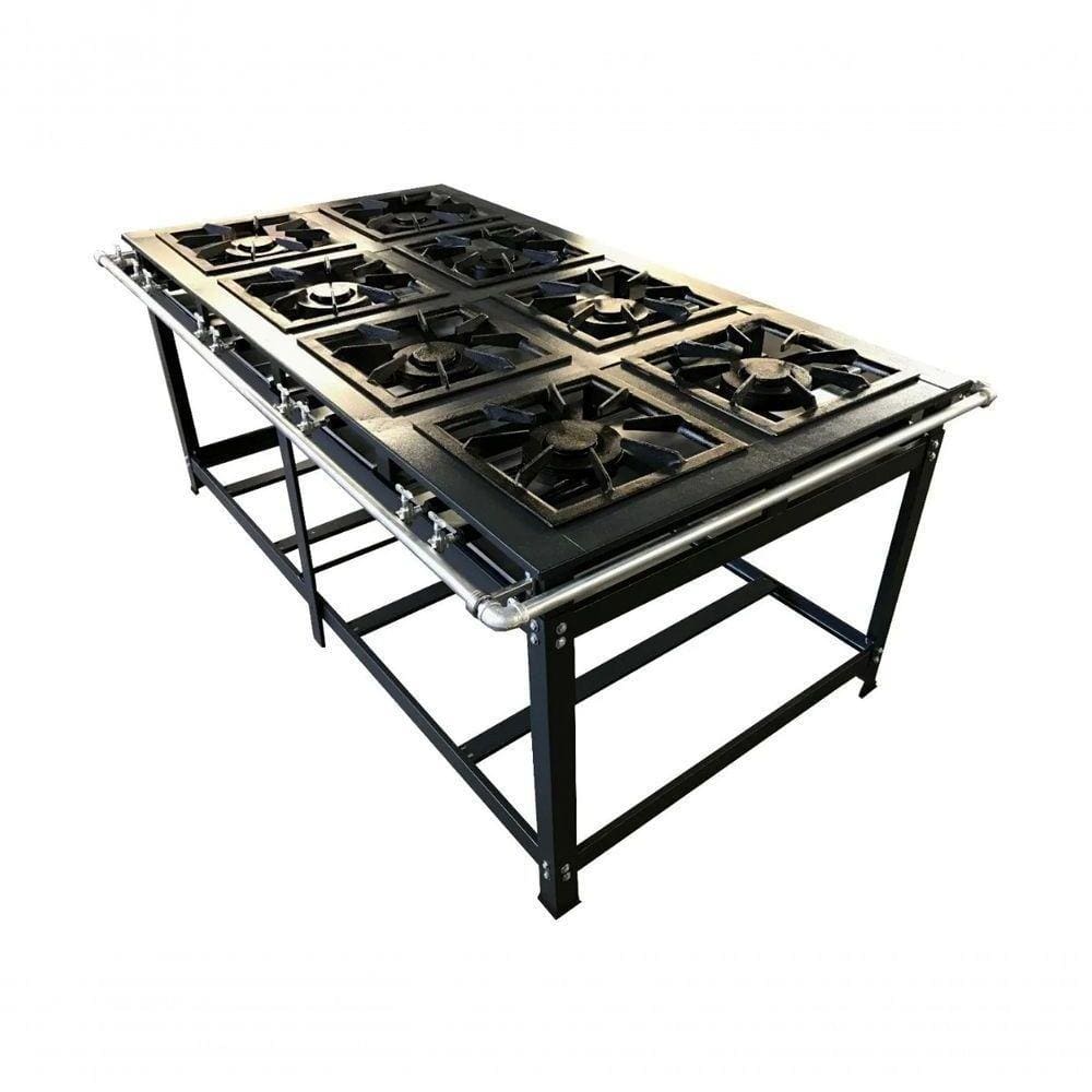 Fogao 8 Bocas Duplo Centro 40X40 Baixa Pressao Luxo Mr Fogoes 800203