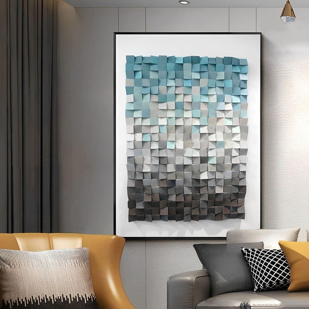 Quadro Azul 3d Effect -- Br Artes Médio 84x54