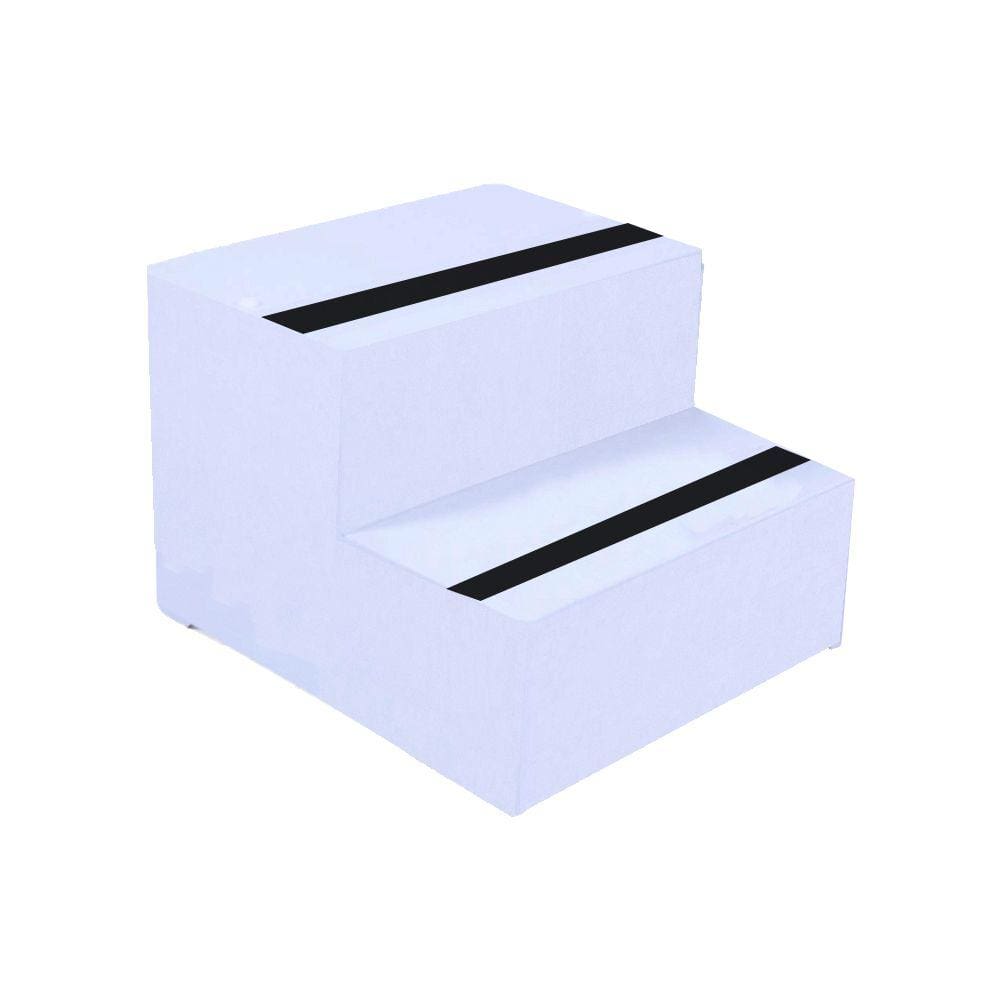 Escada Auxiliar C/ Fita Anti Derrapante 2 Degraus Branco Em Mdf