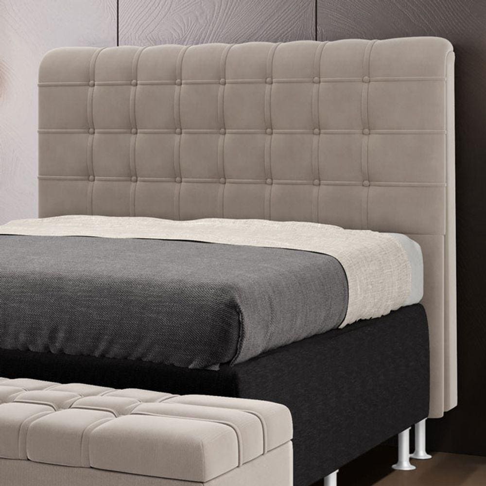Cabeceira Estofada para Cama Box Dama 140 para Cama de Casal Sued Capuccino Aradecor