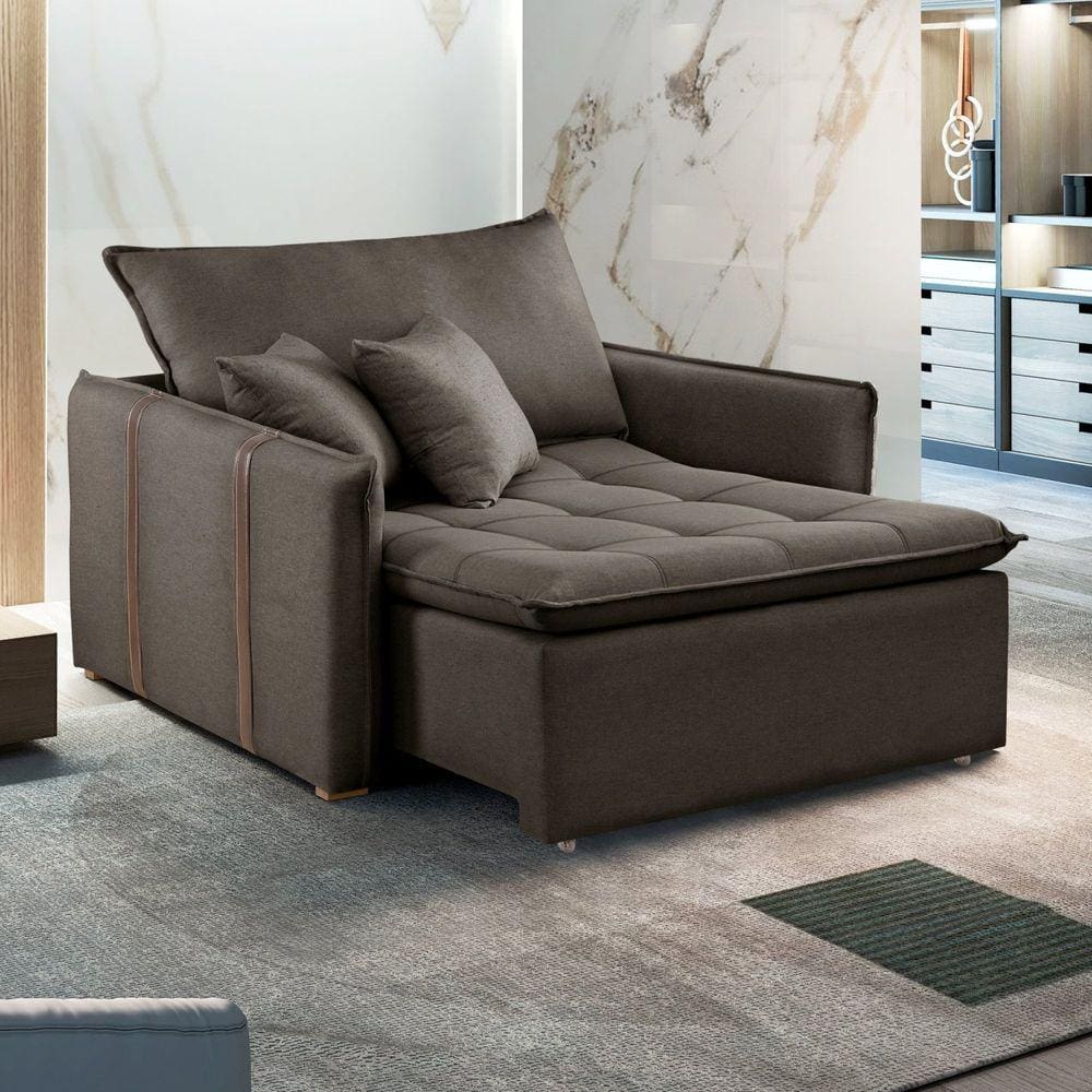 Poltrona Cama 110 cm em Madeira Eucalipto Detroid Yescasa Marrom