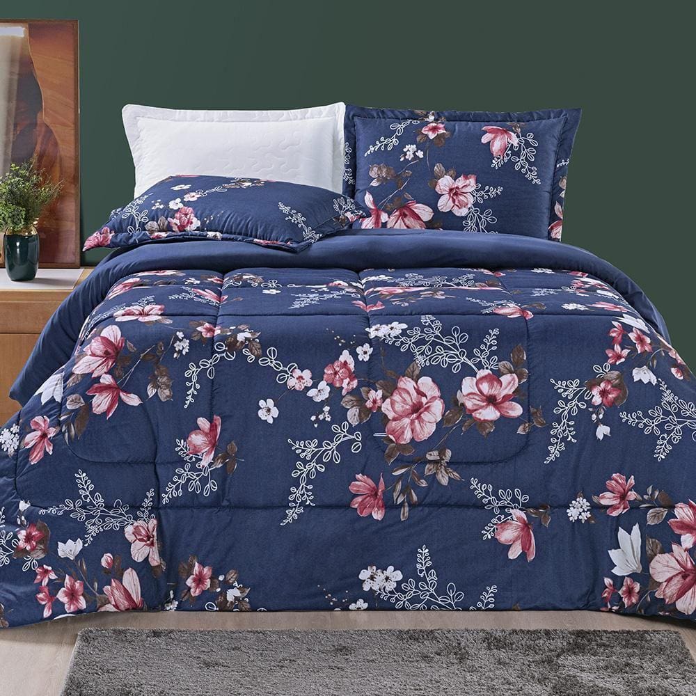 Cobertor Queen Size Grosso 200 Fios Nyla Estampado - Azul
