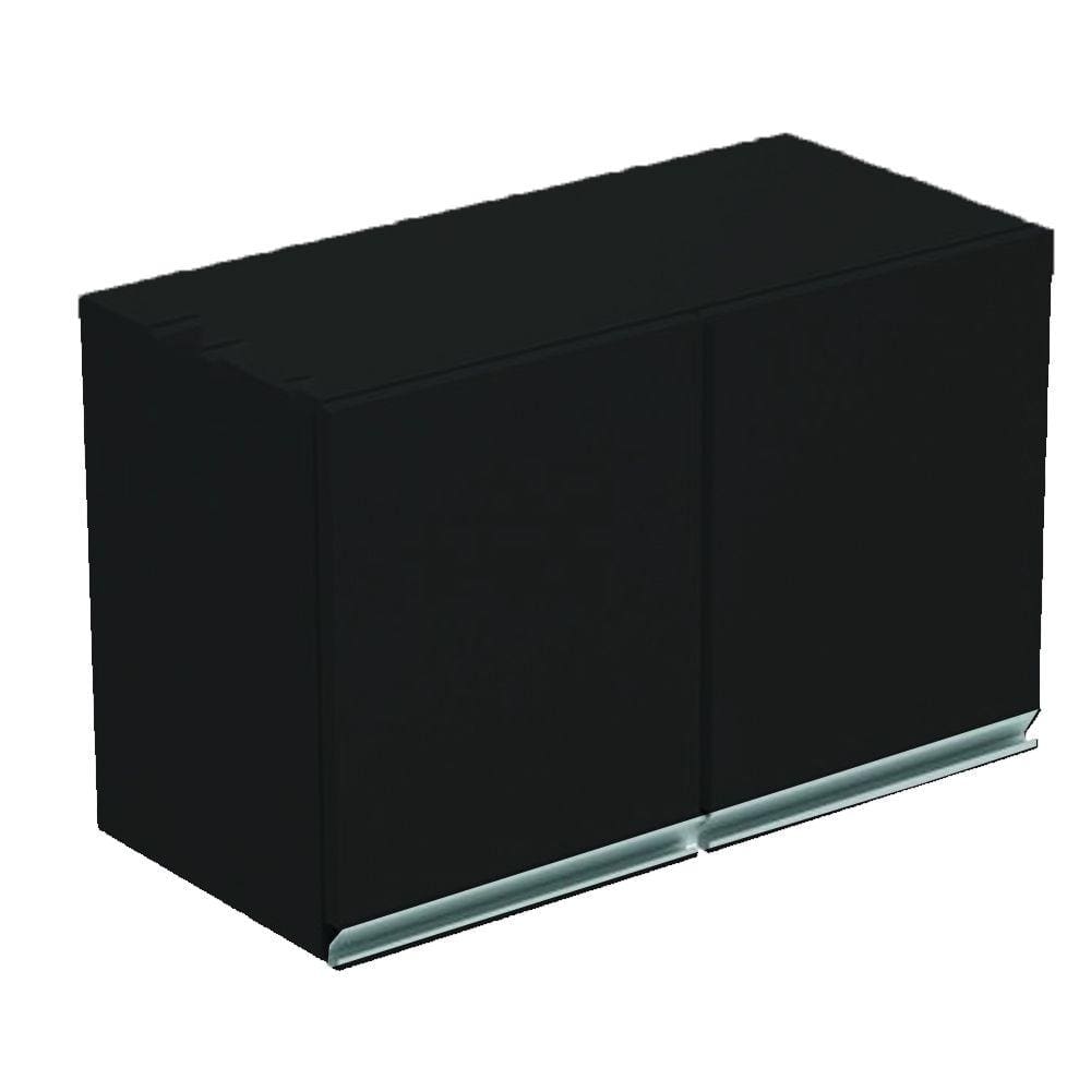 Armário Aéreo 2 Portas Preto Em Mdf