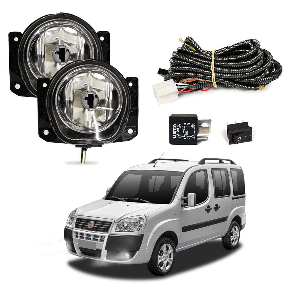 Kit Farol de Milha para Doblo 2010 a 2021 Doblo Adventure 2010 a 2020 Auxiliar Neblina