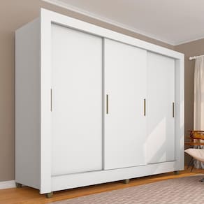 Guarda Roupa Casal 3 Portas 1 Gavetas Betina Branco - Móveis Arapongas