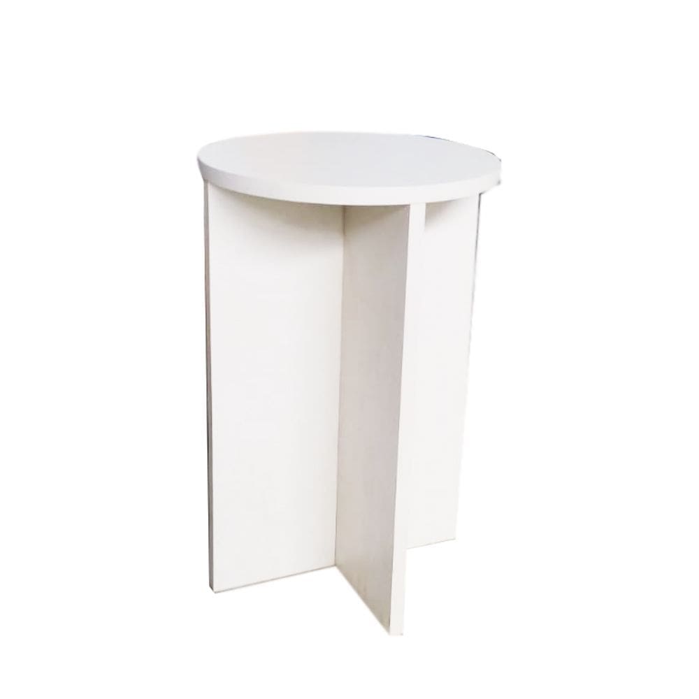 Banco Tampo Redondo 65 cm Branco Em Mdf