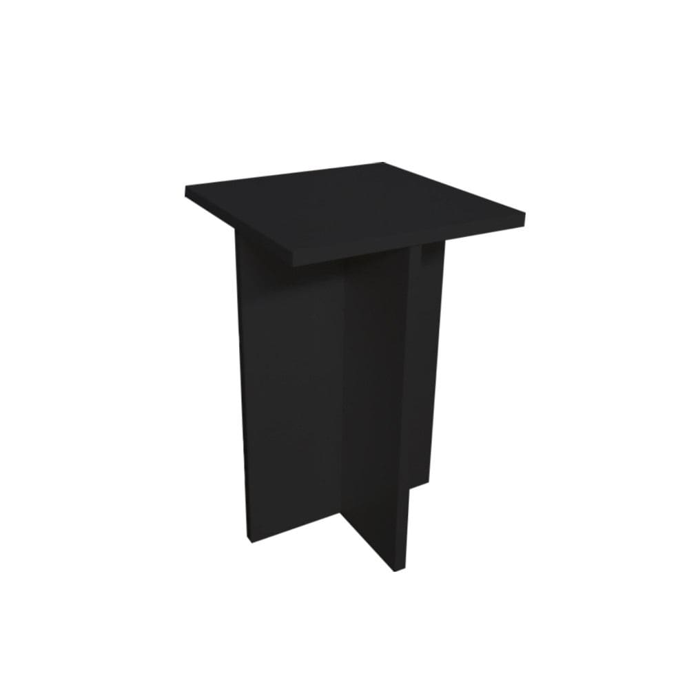 Banco Tampo Quadrado 45 cm Preto Em Mdf