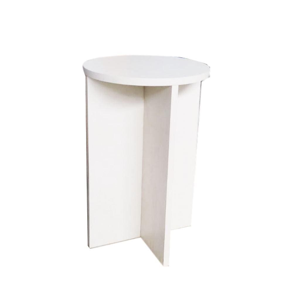 Banco Tampo Redondo 55 cm Branco Em Mdf