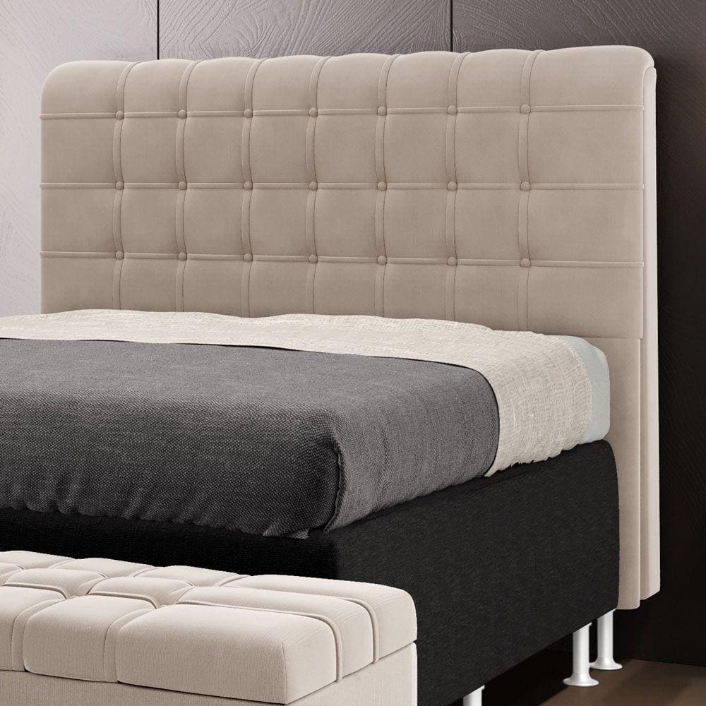 Cabeceira Estofada Dama 140 para Cama de Casal Sued Bege Aradecor