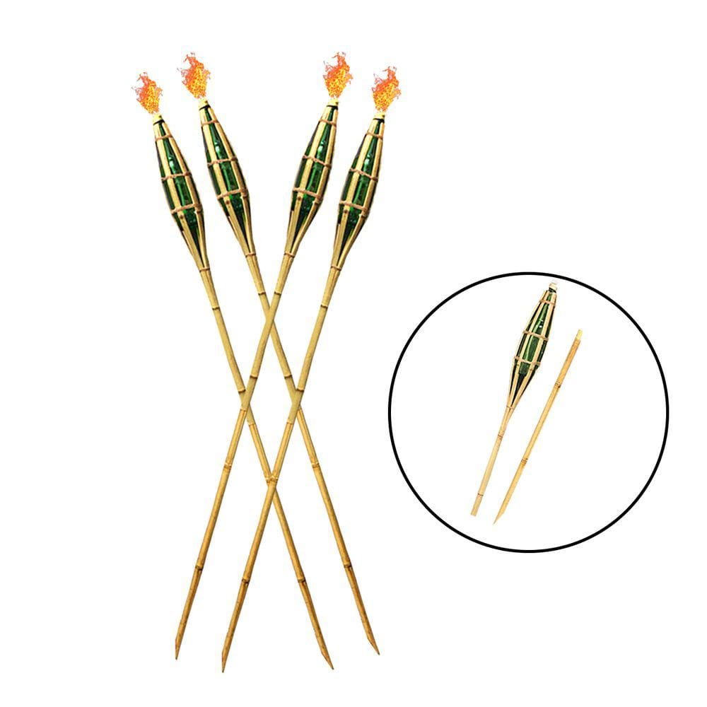 Kit 4 Tochas Iluminação De Bambu P/ Decoração Desmontável