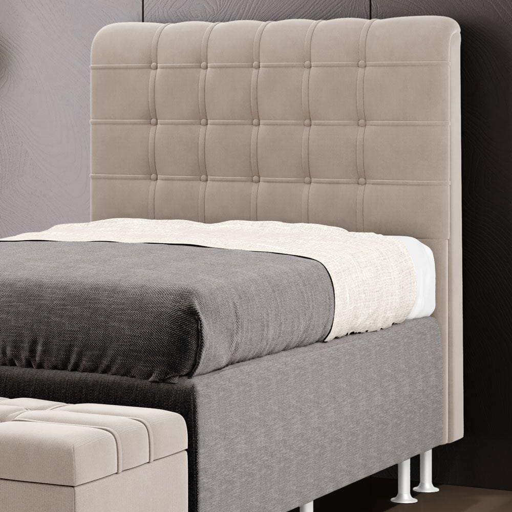 Cabeceira Estofada para Cama Box Dama 90 para Cama de Solteiro Sued Bege Aradecor