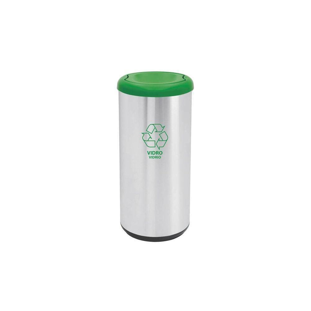 Lixeira Inox Tramontina Piemonte Cápsula Selecta Plus Basculante Scotch Brite Verde 40 L Tramontina