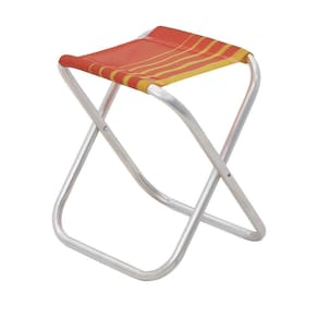 Banqueta De Praia Tramontina Fiji Em Alumínio Com Assento Laranja E Amarelo Tramontina