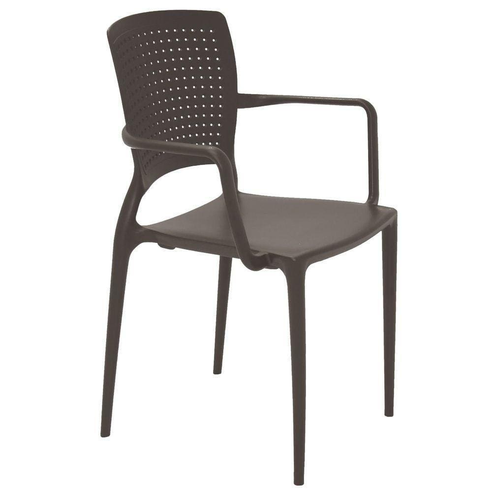 Cadeira Tramontina Safira Marrom Em Polipropileno E Fibra De Vidro Com Braços Tramontina